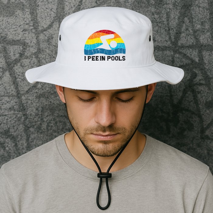 I Pee In Pools Funny Swimmer Swimming Coach Player Bucket Hat