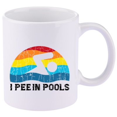 I Pee In Pools Funny Swimmer Swimming Coach Player 11oz C Handle Ceramic Mug