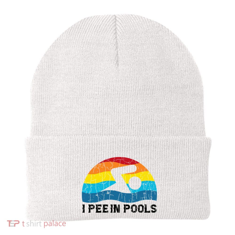 I Pee In Pools Funny Swimmer Swimming Coach Player Beanie