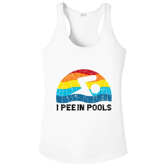 I Pee In Pools Funny Swimmer Swimming Coach Player Ladies PosiCharge Competitor Racerback Tank