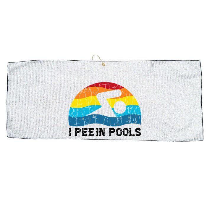 I Pee In Pools Funny Swimmer Swimming Coach Player Large Microfiber Waffle Golf Towel