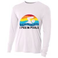 I Pee In Pools Funny Swimmer Swimming Coach Player Cooling Performance Long Sleeve Crew