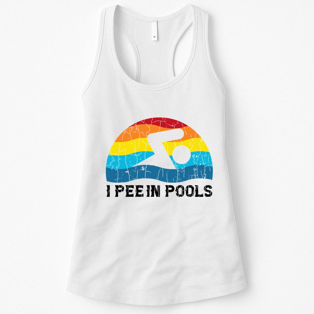 I Pee In Pools Funny Swimmer Swimming Coach Player Womens Tank Top