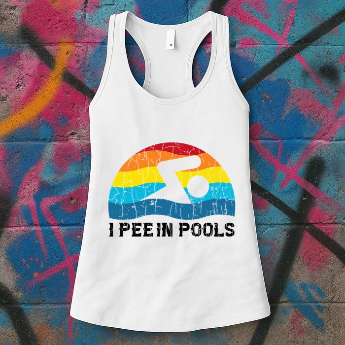 I Pee In Pools Funny Swimmer Swimming Coach Player Womens Tank Top