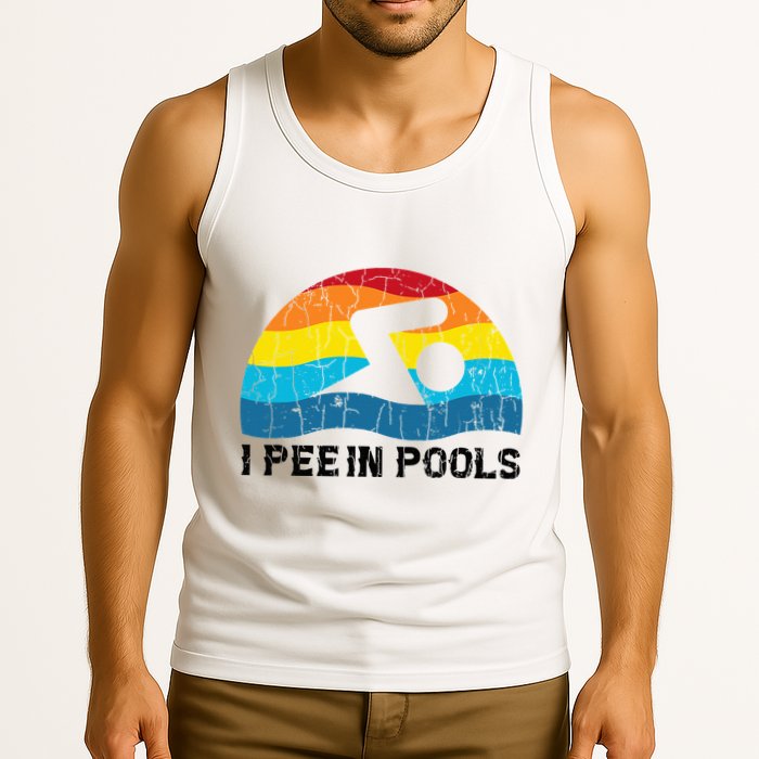 I Pee In Pools Funny Swimmer Swimming Coach Player Tank Top