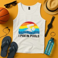 I Pee In Pools Funny Swimmer Swimming Coach Player Tank Top