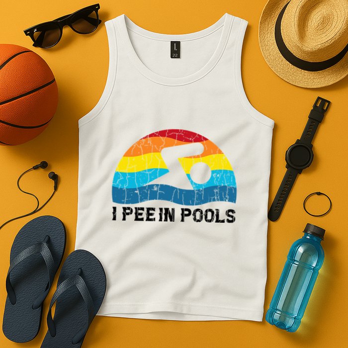 I Pee In Pools Funny Swimmer Swimming Coach Player Tank Top