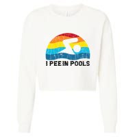 I Pee In Pools Funny Swimmer Swimming Coach Player Cropped Pullover Crew