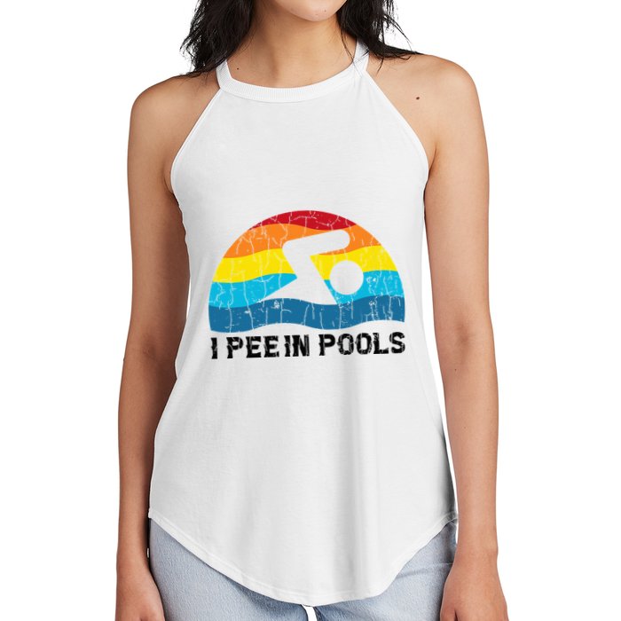I Pee In Pools Funny Swimmer Swimming Coach Player Women's Perfect Tri Rocker Tank
