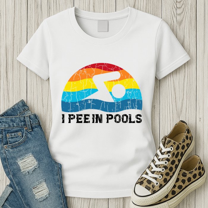 I Pee In Pools Funny Swimmer Swimming Coach Player Womens T-Shirt