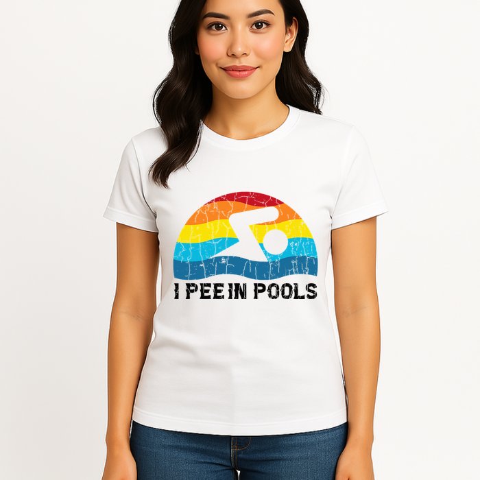 I Pee In Pools Funny Swimmer Swimming Coach Player Womens T-Shirt
