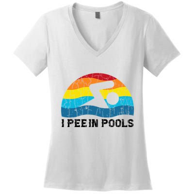 I Pee In Pools Funny Swimmer Swimming Coach Player Women's V-Neck T-Shirt