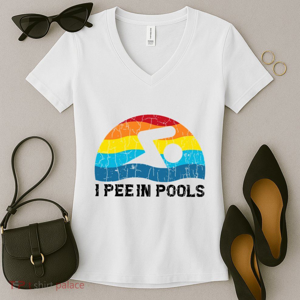 I Pee In Pools Funny Swimmer Swimming Coach Player Women's V-Neck T-Shirt