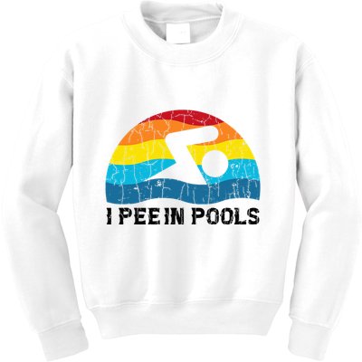 I Pee In Pools Funny Swimmer Swimming Coach Player Kids Sweatshirt