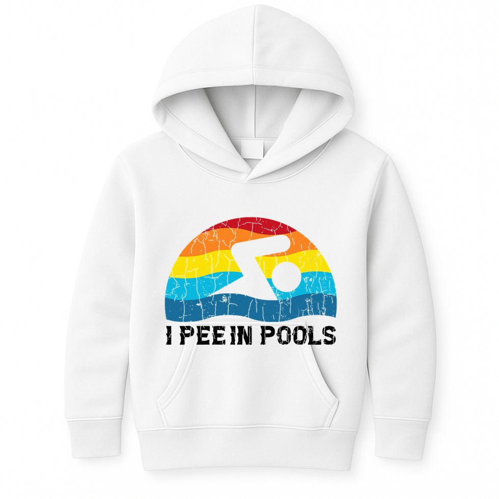 I Pee In Pools Funny Swimmer Swimming Coach Player Kids Hoodie