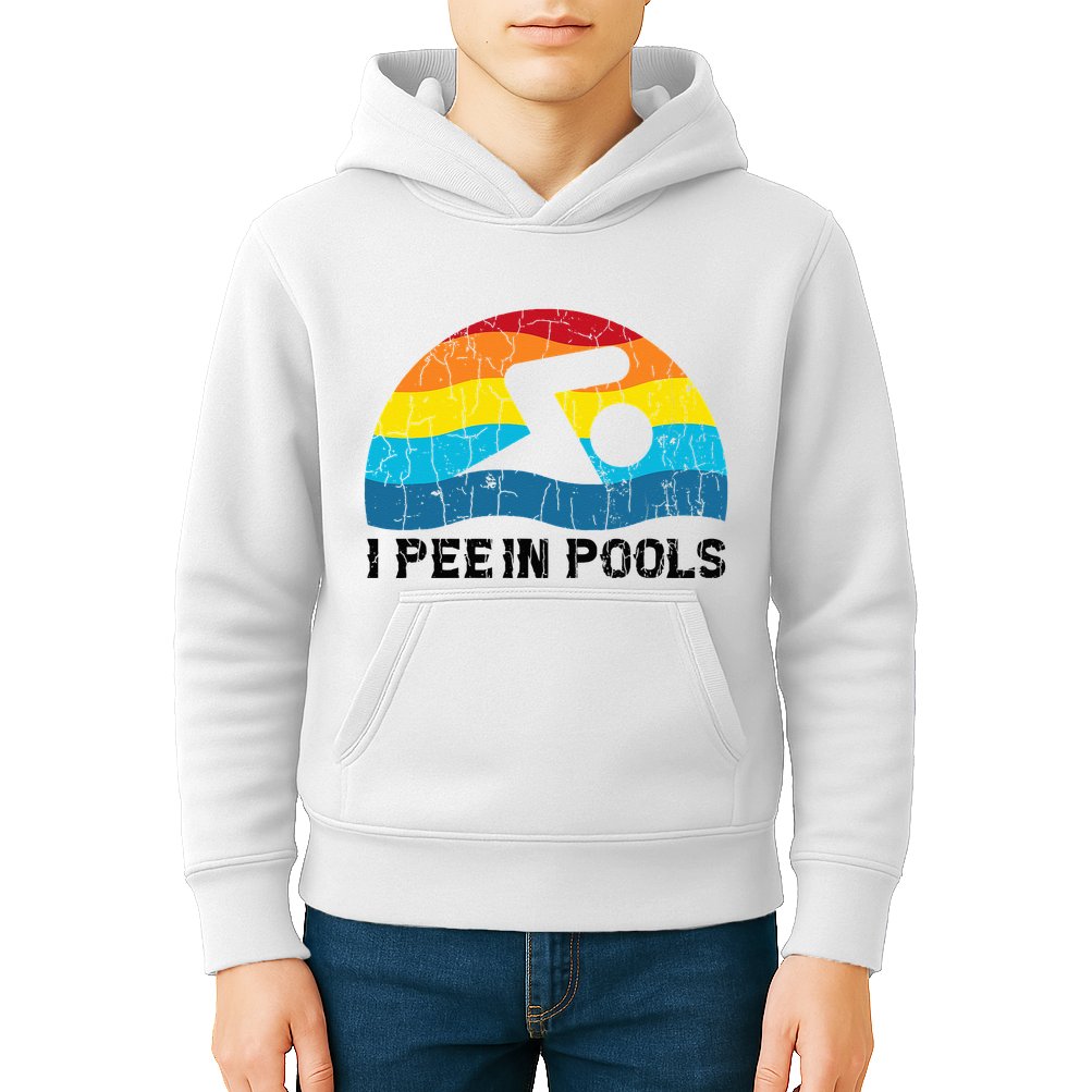 I Pee In Pools Funny Swimmer Swimming Coach Player Kids Hoodie