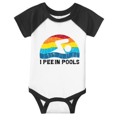 I Pee In Pools Funny Swimmer Swimming Coach Player Infant Baby Jersey Bodysuit