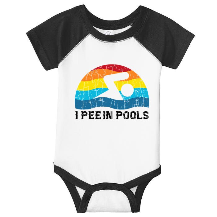 I Pee In Pools Funny Swimmer Swimming Coach Player Infant Baby Jersey Bodysuit