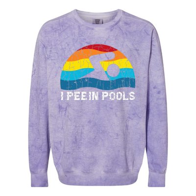 I Pee In Pools Funny Swimmer Swimming Coach Player Graphic Colorblast Crewneck Sweatshirt