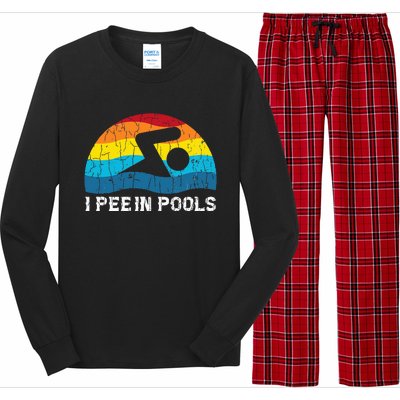 I Pee In Pools Funny Swimmer Swimming Coach Player Graphic Long Sleeve Pajama Set