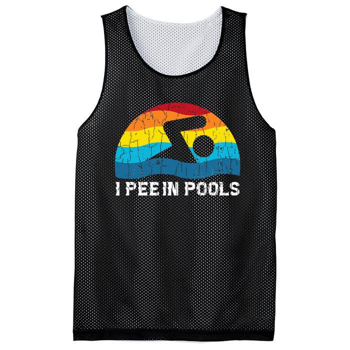 I Pee In Pools Funny Swimmer Swimming Coach Player Graphic Mesh Reversible Basketball Jersey Tank