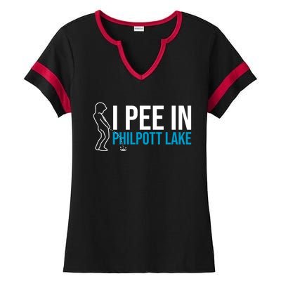 I Pee In The Philpott Lake Funny Camping Humor Camper Gift Ladies Halftime Notch Neck Tee