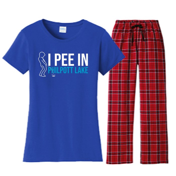 I Pee In The Philpott Lake Funny Camping Humor Camper Gift Women's Flannel Pajama Set