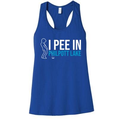 I Pee In The Philpott Lake Funny Camping Humor Camper Gift Women's Racerback Tank