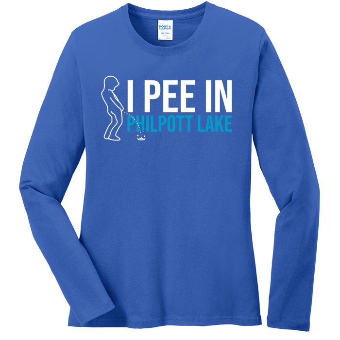 I Pee In The Philpott Lake Funny Camping Humor Camper Gift Ladies Long Sleeve Shirt