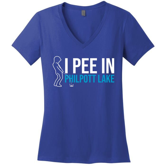 I Pee In The Philpott Lake Funny Camping Humor Camper Gift Women's V-Neck T-Shirt