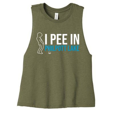 I Pee In The Philpott Lake Funny Camping Humor Camper Gift Women's Racerback Cropped Tank