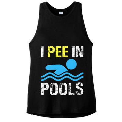 I Pee In Pools Funny Swimming Sayings Summer Ladies PosiCharge Tri-Blend Wicking Tank