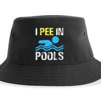 I Pee In Pools Funny Swimming Sayings Summer Sustainable Bucket Hat