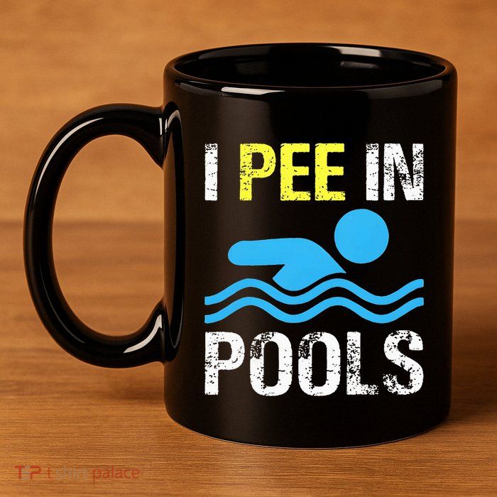 I Pee In Pools Funny Swimming Sayings Summer 11oz C Handle Ceramic Mug