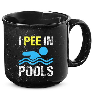 I Pee In Pools Funny Swimming Sayings Summer 15oz Campfire Ceramic Mug