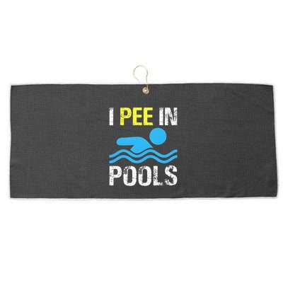 I Pee In Pools Funny Swimming Sayings Summer Large Microfiber Waffle Golf Towel