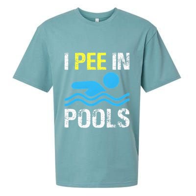 I Pee In Pools Funny Swimming Sayings Summer Sueded Cloud Jersey T-Shirt