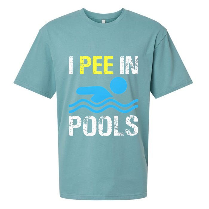 I Pee In Pools Funny Swimming Sayings Summer Sueded Cloud Jersey T-Shirt