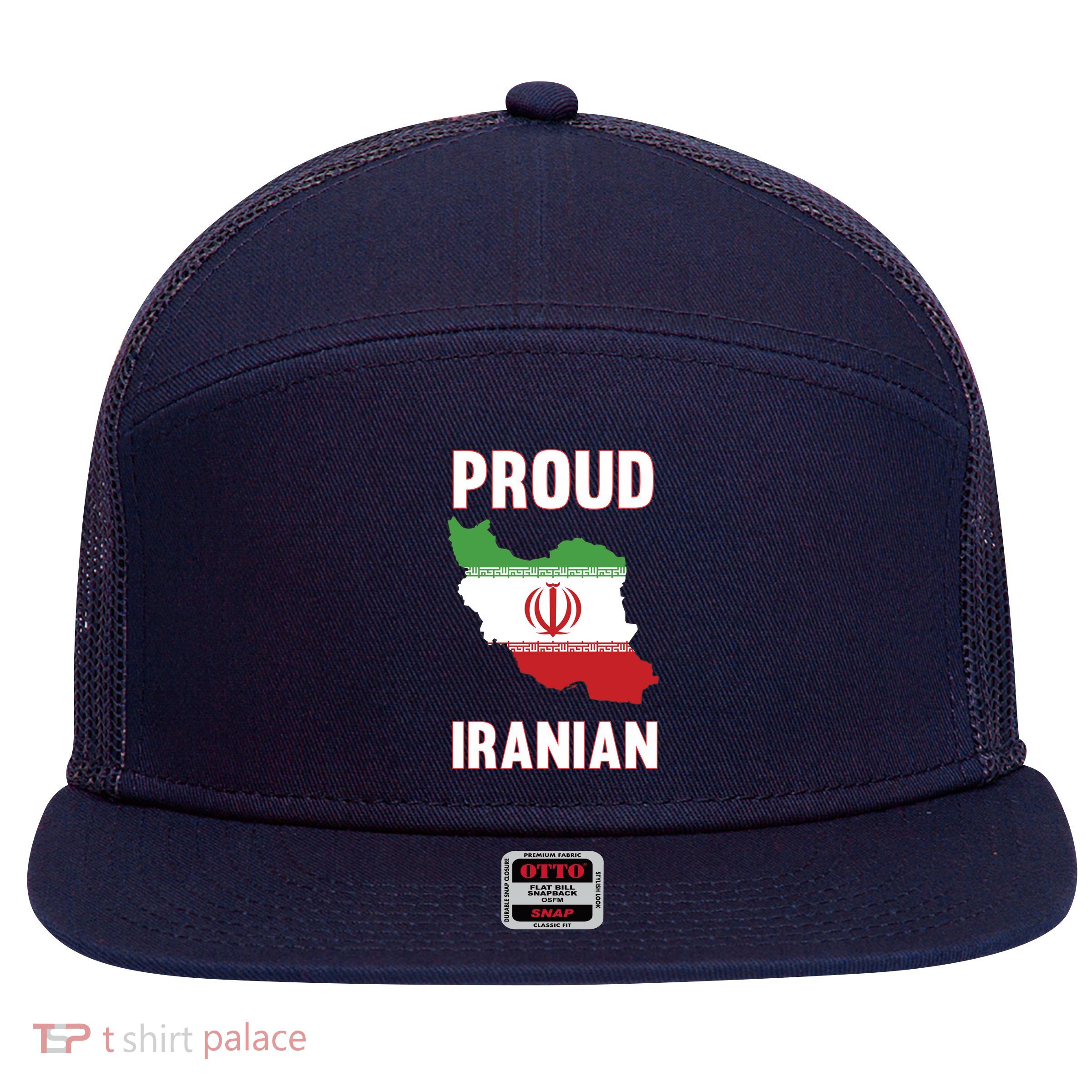 Iranian Pride Iran Flag Nowruz  7 Panel Mesh Trucker Snapback Hat
