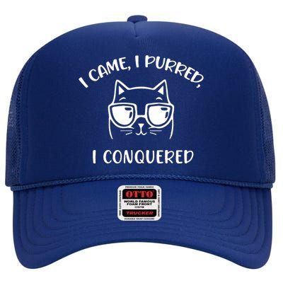 I Purred I Conquered High Crown Mesh Back Trucker Hat