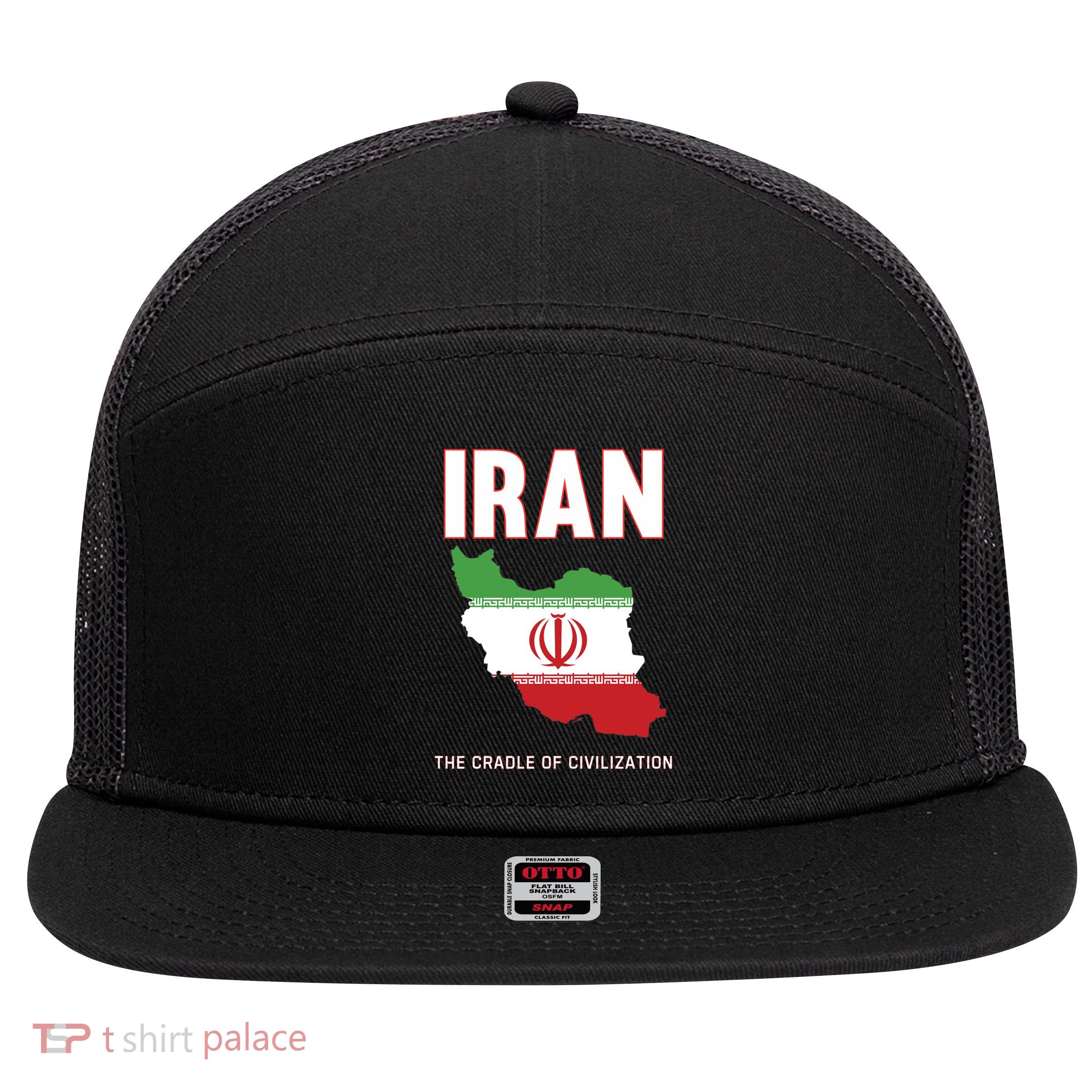 Iranian Pride Iran Flag Nowruz  7 Panel Mesh Trucker Snapback Hat