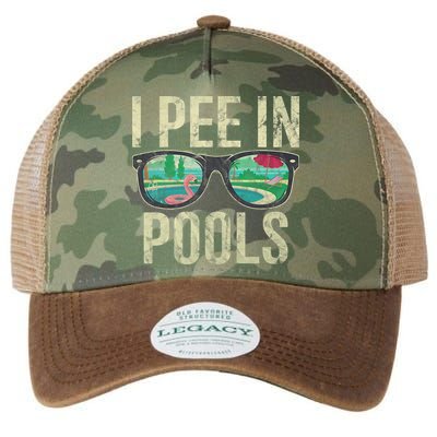 I Pee In Pools Glasses Summer Vacation Funny Legacy Tie Dye Trucker Hat