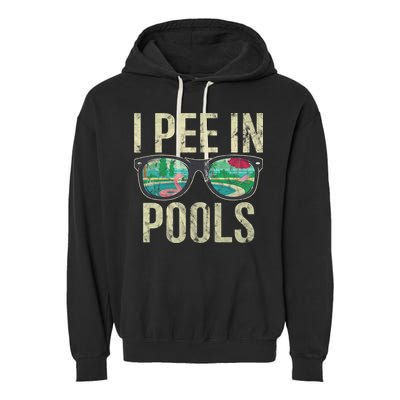 I Pee In Pools Glasses Summer Vacation Funny Garment-Dyed Fleece Hoodie