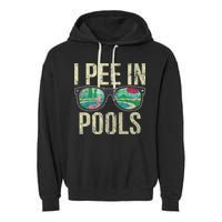 I Pee In Pools Glasses Summer Vacation Funny Garment-Dyed Fleece Hoodie