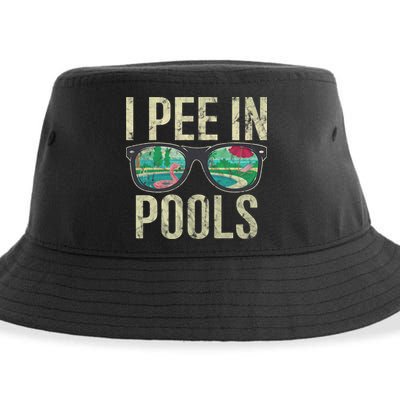 I Pee In Pools Glasses Summer Vacation Funny Sustainable Bucket Hat
