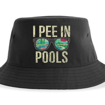 I Pee In Pools Glasses Summer Vacation Funny Sustainable Bucket Hat