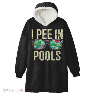 I Pee In Pools Glasses Summer Vacation Funny Hooded Wearable Blanket