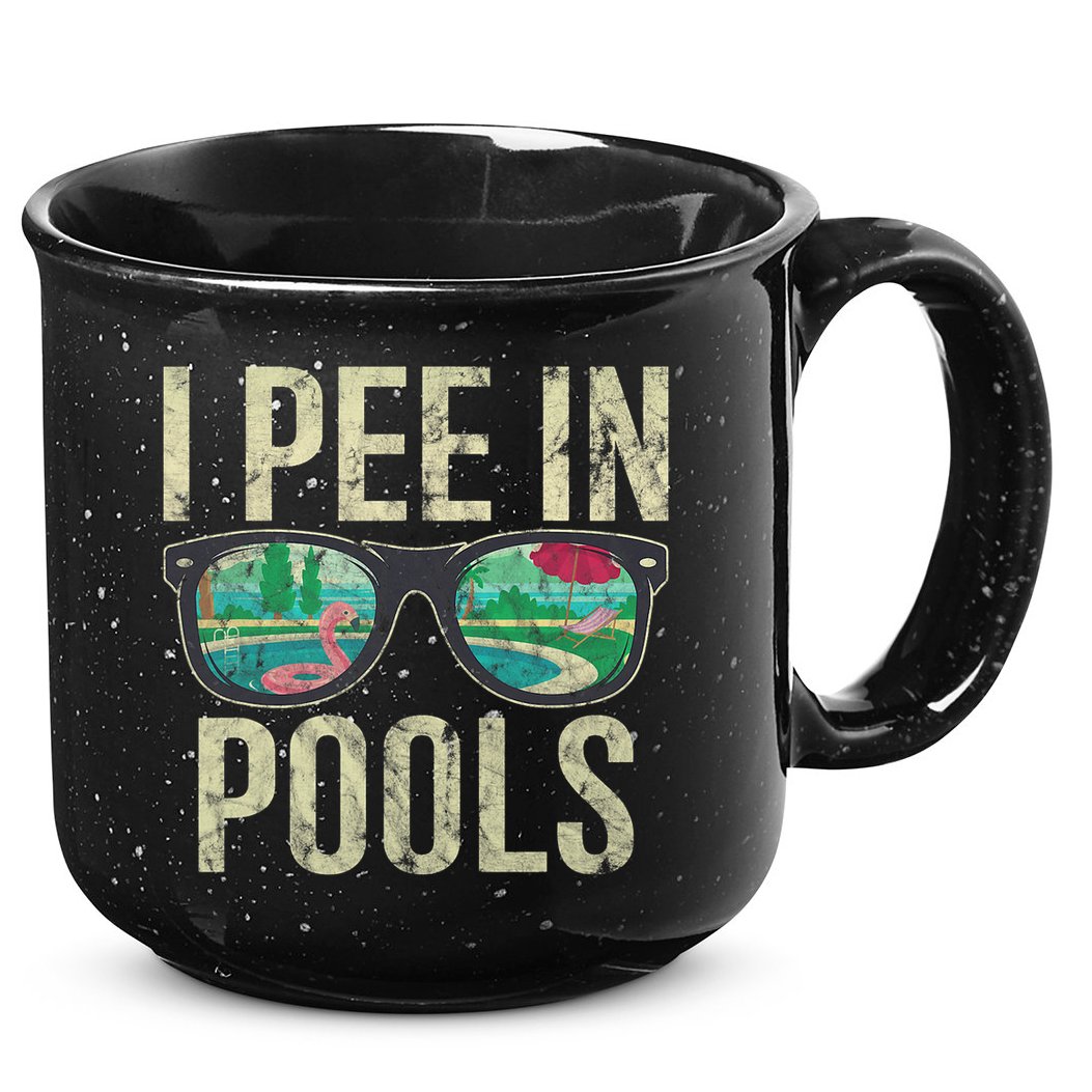 I Pee In Pools Glasses Summer Vacation Funny 15oz Campfire Ceramic Mug