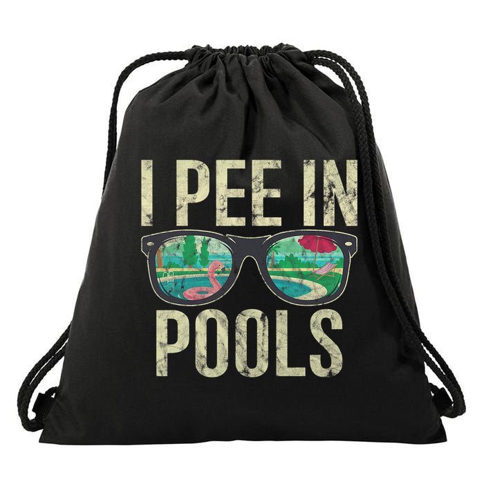 I Pee In Pools Glasses Summer Vacation Funny Drawstring Bag