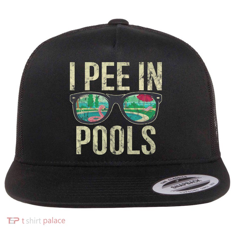I Pee In Pools Glasses Summer Vacation Funny Flatbill Hat